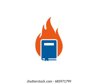 Fire Book Icon Logo Design Element