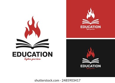 Fire book logo design vector illustration template idea