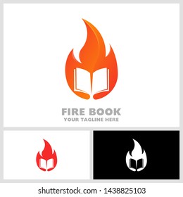 Fire Book Logo. Book On Fire. Vector Illustration