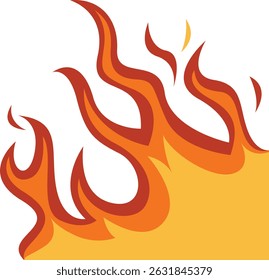Fire Border with Colorful Cartoon Design and Shape. Vector Illustration