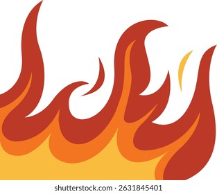 Fire Border with Colorful Cartoon Design and Shape. Vector Illustration