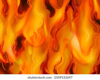Fire borders,fire flames, blaze icon, symbol, sign on dark background vector illustration. Hot light effect elements design.