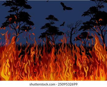Fire borders,fire flames, blaze icon, symbol, sign on dark background vector illustration. Hot light effect elements design.