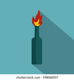 Fire bottle icon. Flat illustration of fire bottle vector icon for web isolated on baby blue background