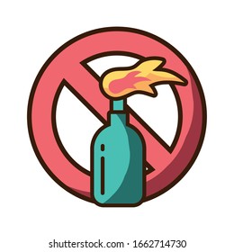 fire bottle, symbol violence on white background vector illustration design