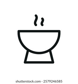 Fire bowl line icon, outdoor firepit vector symbol with editable stroke