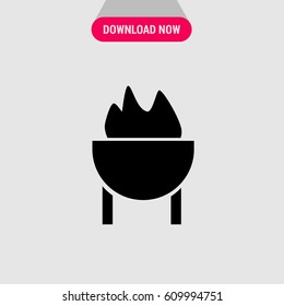 Fire in Bowl Vector Icon, The symbol of flame in cup. Simple, modern flat vector illustration for mobile app, website or desktop app 