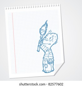 Fire boy cartoon - Vector Doodle