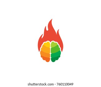 Fire Brain Icon Logo Design Element