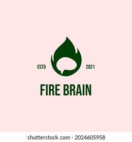 Fire brain logo design retro hipster vintage
