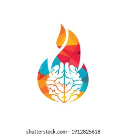 Fire brain vector logo design template. 