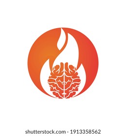 Fire brain vector logo design template. 