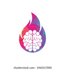 Fire brain vector logo design.