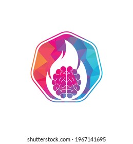 Fire brain vector logo design.