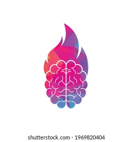 Fire brain vector logo design.