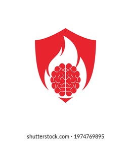 Fire brain vector logo design.