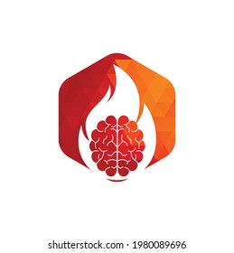 Fire brain vector logo design.