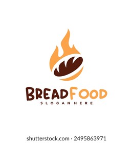 Fire bread logo vector template, Creative hot bread logo design concepts