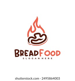 Fire bread logo vector template, Creative hot bread logo design concepts