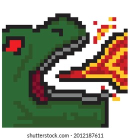 fire breath of dinosaur with pixel art style