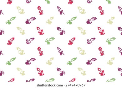 Fire breather pose seamless pattern design
