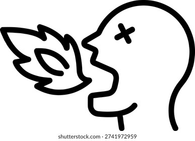 Fire breathing character shows a person expelling fire great for fantasy or creative projects