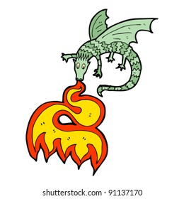 Drachencartoon mit Feueratmung