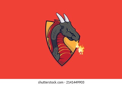 Feueratmender Drache für ein Logo. 