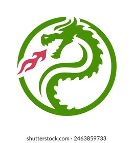 Fire breathing dragon logo. Vector illustration