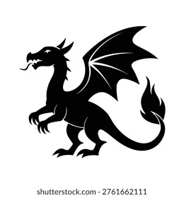 Fire Breathing Dragon silhouette vector art Illustration