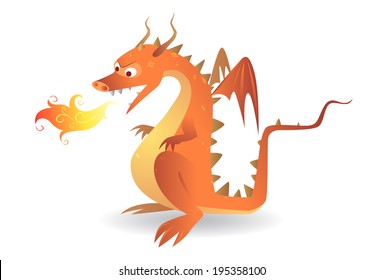 Fire breathing dragon,cartoon vector