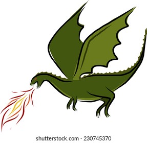 Fire Breathing Green Dragon Stock Vector (royalty Free) 230745370 