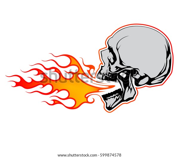 Fire Breathing Skull Vector Design Red Stock Vector (Royalty Free ...