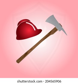 fire brigade axe and helmet eps10