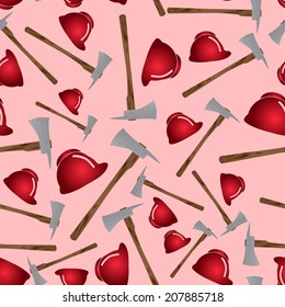 fire brigade axe and helmet seamless pattern eps10