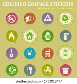 Iconos de grunge coloreados con pegamento de sudores para aplicaciones web de diseño y móviles