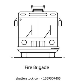 
Fire brigade icon in line editable design, a ladder truck