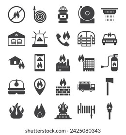 Fire Brigade Icon Set Sign Symbol
