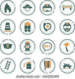 Fire brigade icons set for web sites and user interface