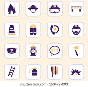 Fire brigade icons set for web sites and user interface