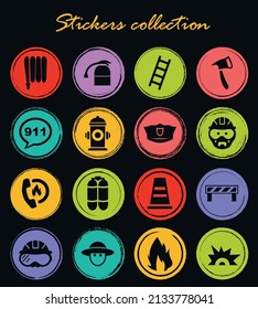 Fire brigade icons set for web sites and user interface