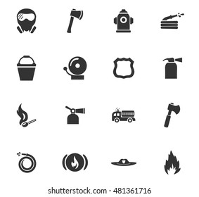 Fire brigade icons set for web sites and user interface