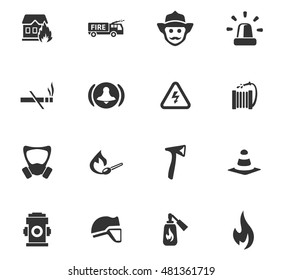 Fire brigade icons set for web sites and user interface