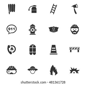 Fire brigade icons set for web sites and user interface
