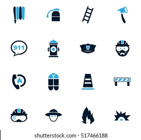 Fire brigade icons set for web sites and user interface