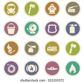 Fire brigade icons set for web sites and user interface