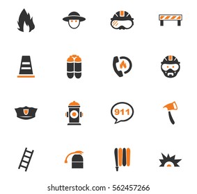 Fire brigade icons set for web sites and user interface