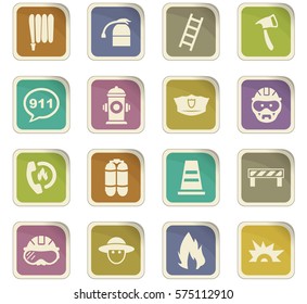 Fire brigade icons set for web sites and user interface