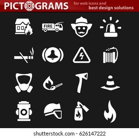 Fire brigade icons set for web sites and user interface