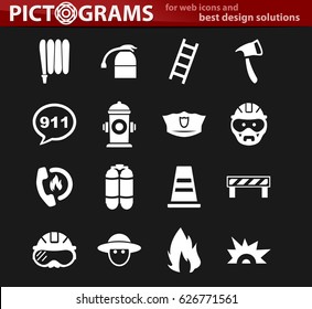 Fire brigade icons set for web sites and user interface